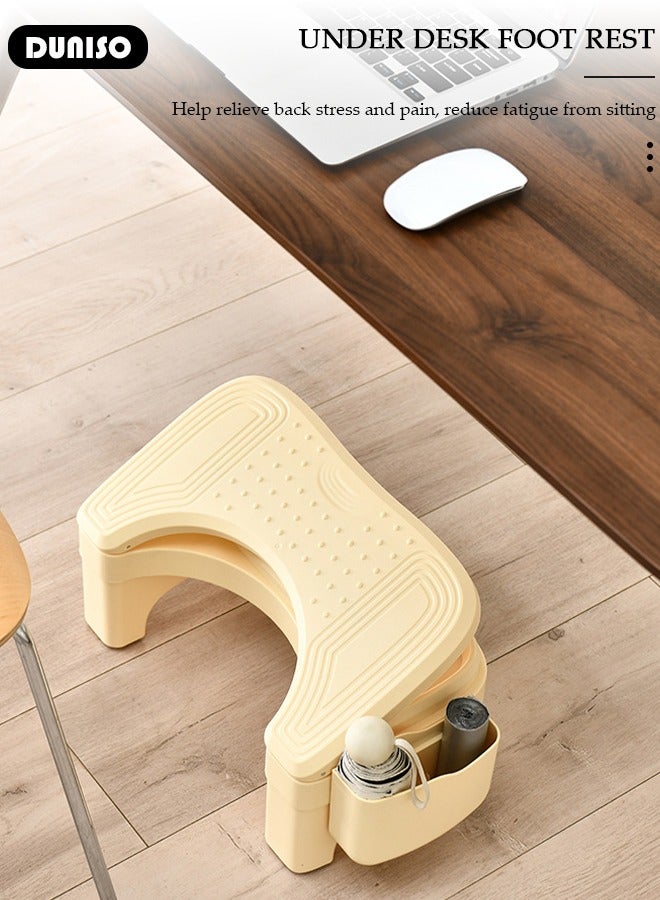 DUNISO Office Foot Rest for Under Desk, Adjustable Height Footstool, Foot Stool with Massage Texture, Non-Slip Toilet Stool, Ergonomic Foot Rest for Pressure Relief, Comfortable Foot Stool for Home, Office, School - Image 4