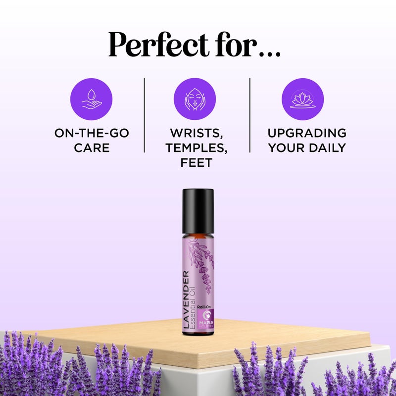 Maple Holistics زيت اللافندر العطري رول أون - زيت أروماثيرابي مهدئ للصداع والنوم والاسترخاء - زيت نوم طبيعي مخفف مسبقًا للاسترخاء الليلي مع زيت اللافندر العطري للبشرة 2-Pack - Image 2