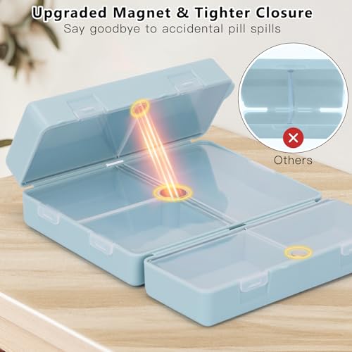 FYY Daily Pill Organizer,7 Compartments Portable Travel Pill Case/Box for Purse Pocket to Hold Vitamins,Cod Liver Oil,Supplements and Medication-SkyBlue, [Folding Design] - Image 4