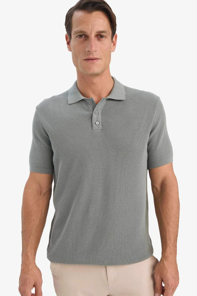 DeFacto Standard Fit Short Sleeve Knitwear Cotton Polo T-Shirt