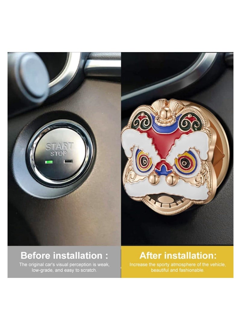 Generic - Car Push Start Button Cover Lion Dance Switch Trim Universal Engine Start Stop Button Decoration Protector Ring Champagne Gold - Image 1