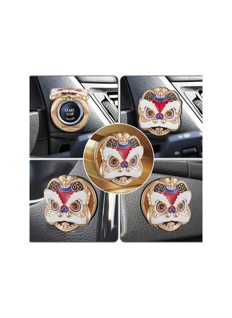 Generic - Car Push Start Button Cover Lion Dance Switch Trim Universal Engine Start Stop Button Decoration Protector Ring Champagne Gold - Image 1