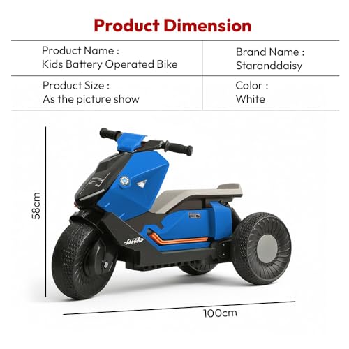 StarAndDaisy Electric Ride-On Bike for Kids, Toddlers & Baby – 3 Wheel Rechargeable 6V EV Motorcycle with Music,LED Lights, USB, Foot Acceleration & Comfortable Seat - Blue - Image 5