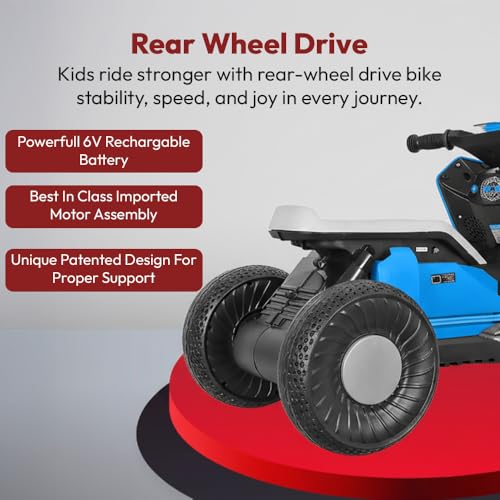 StarAndDaisy Electric Ride-On Bike for Kids, Toddlers & Baby – 3 Wheel Rechargeable 6V EV Motorcycle with Music,LED Lights, USB, Foot Acceleration & Comfortable Seat - Blue - Image 3