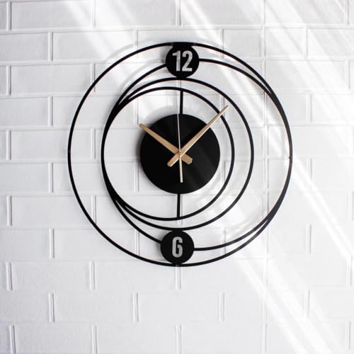AVVIC MART Wall Clock Stylish Metal Analog Wall Clock for Living Room, Bedroom, Office, Kitchen, Home and Hall | Antique Fancy Big Size Modern Wall Watch (Black(DA-189), 60 CM) - Image 1