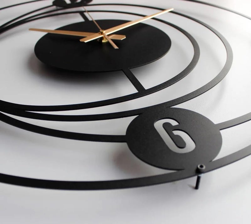AVVIC MART Wall Clock Stylish Metal Analog Wall Clock for Living Room, Bedroom, Office, Kitchen, Home and Hall | Antique Fancy Big Size Modern Wall Watch (Black(DA-189), 60 CM) - Image 2