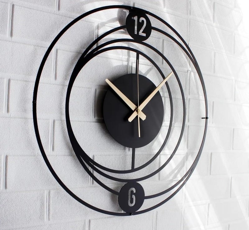 AVVIC MART Wall Clock Stylish Metal Analog Wall Clock for Living Room, Bedroom, Office, Kitchen, Home and Hall | Antique Fancy Big Size Modern Wall Watch (Black(DA-189), 60 CM) - Image 4