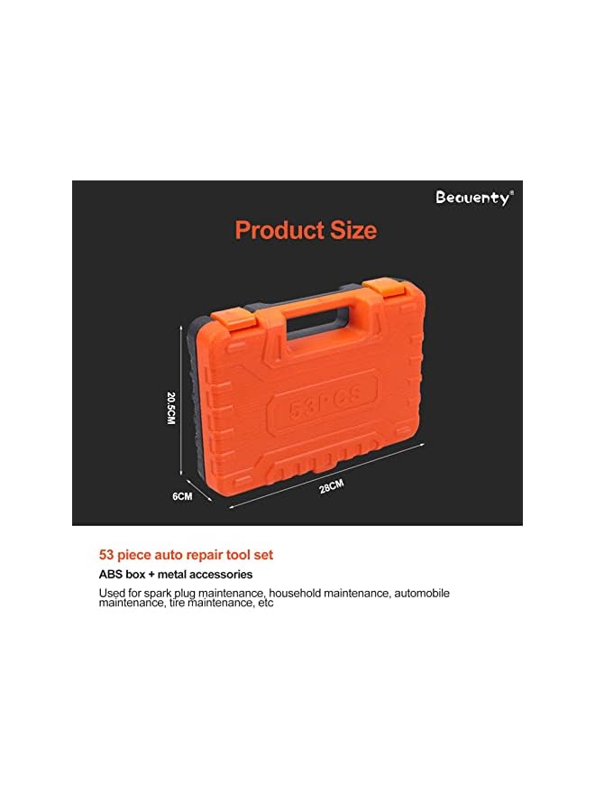 Beauenty Carbon Steel Chrome Car Repair Ratchet Set Tool, 1/4" Swivel Sockets |Quick Release Ratchet | Extension Bars and Adapters Drill Bit Multifunction Repair Tool (53pcs) - Image 3