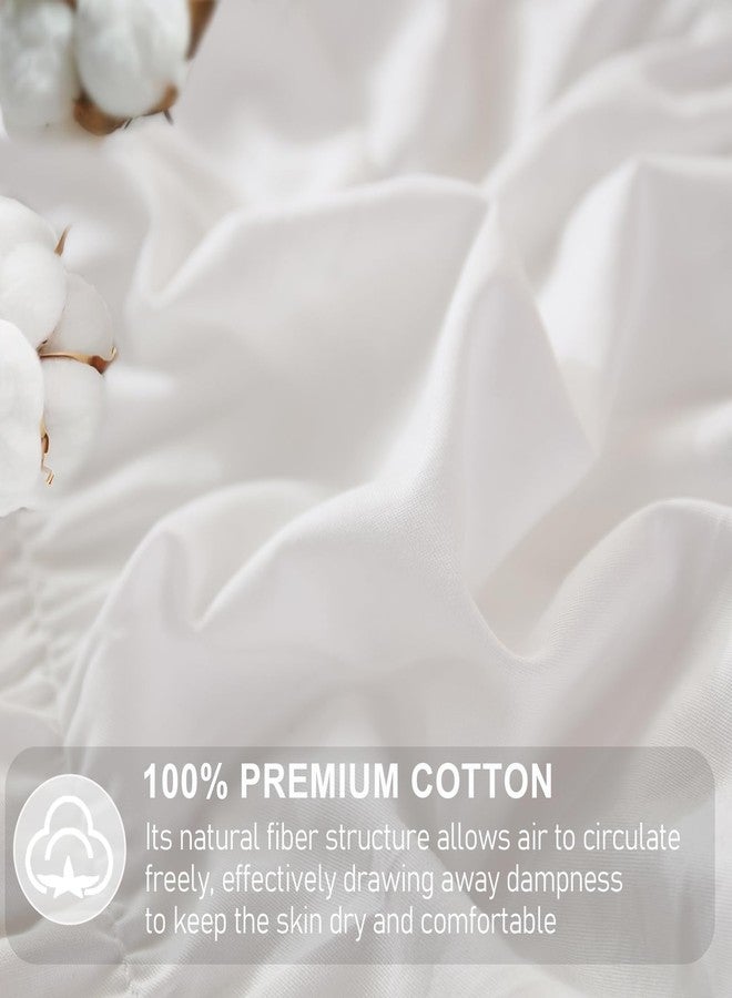 Bedbay White Pure Cotton Wrinkle Duvet Cover,Ruched Bedding Comforter Cover,King Size Duvet Cover 100% Cotton,Bohemian Dorm Bedding Set 3 Pcs 1 Boho Comforter Cover 2 Pillowcases - Image 5