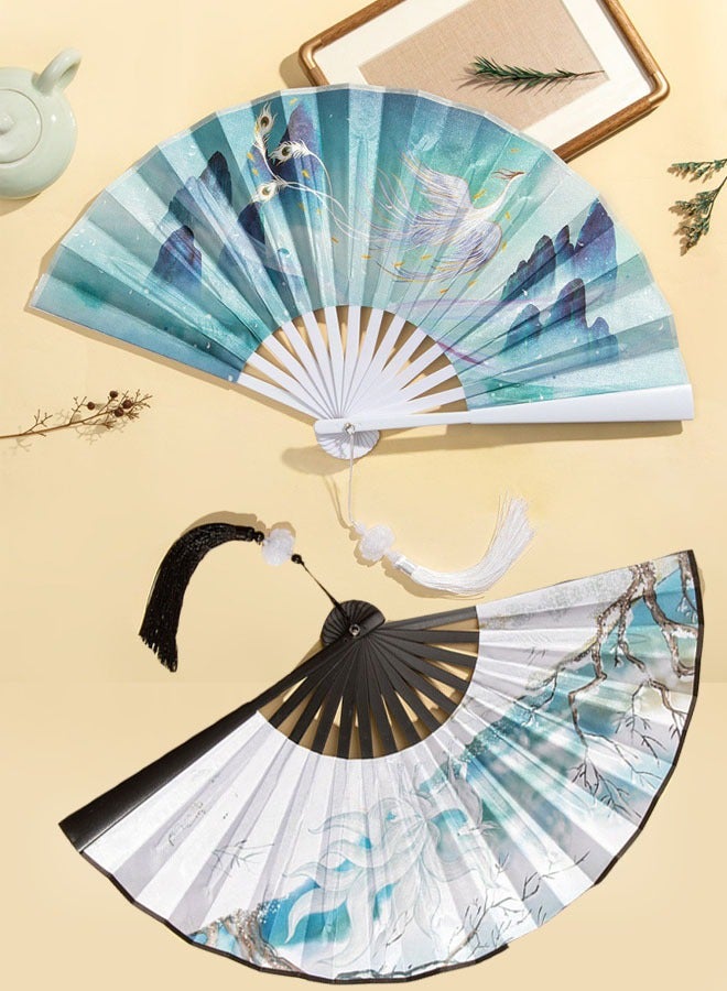 2 Folding Hand Fan Stylish and Beautiful - Image 1