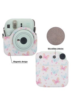 Generic Protective Case Compatible with Fujifilm Instax Mini 12 Instant Film Camera with Accessory Pocket and Adjustable Strap Pink Butterfly  - Image 4