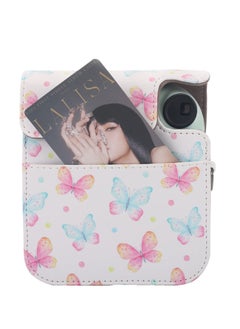 Generic Protective Case Compatible with Fujifilm Instax Mini 12 Instant Film Camera with Accessory Pocket and Adjustable Strap Pink Butterfly  - Image 3