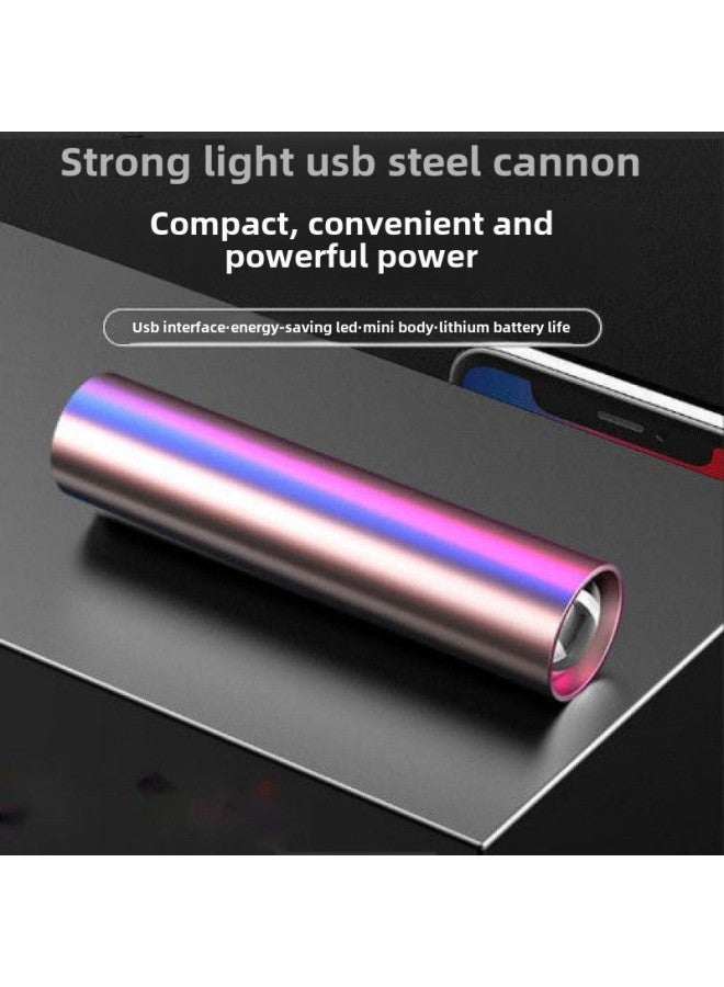 Flashlight Strong Light Rechargeable USB Outdoor Super Bright Long-range Household Emergency Light Special Forces-Product Specifications:Bronze Gold [super Light Rechargeable Version] - Wait 36  - Image 1