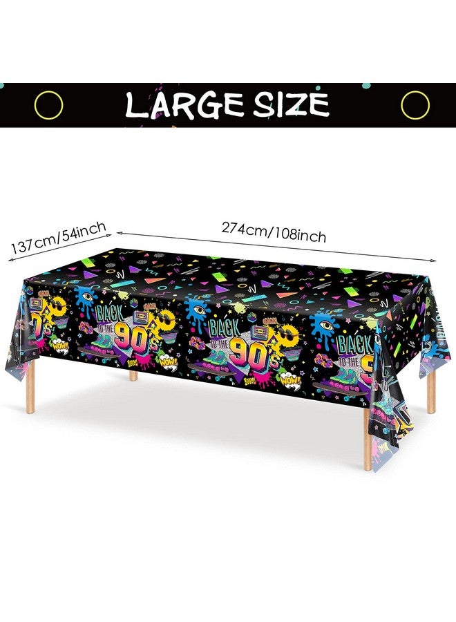 Tegeme 3 Pcs 90S Plastic Party Table Cover Back To The 90'S Tablecloth 90S Birthday Party Decoration The 90'S Hip Hop Party Supplies Throwback Birthday Party Decor For Room Kitchen 54 X 108 Inch - Image 2