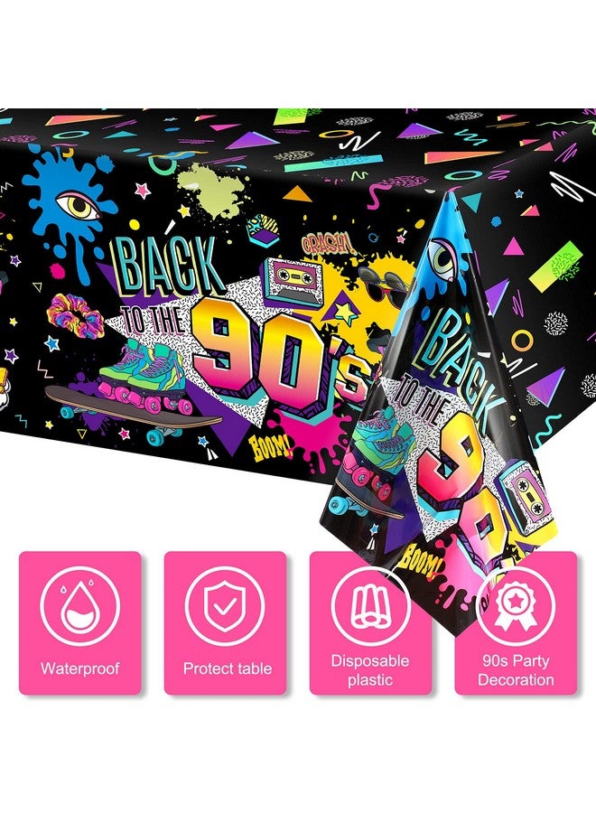 Tegeme 3 Pcs 90S Plastic Party Table Cover Back To The 90'S Tablecloth 90S Birthday Party Decoration The 90'S Hip Hop Party Supplies Throwback Birthday Party Decor For Room Kitchen 54 X 108 Inch - Image 4