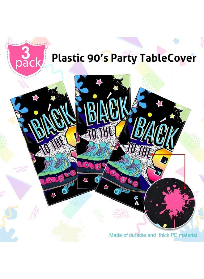 Tegeme 3 Pcs 90S Plastic Party Table Cover Back To The 90'S Tablecloth 90S Birthday Party Decoration The 90'S Hip Hop Party Supplies Throwback Birthday Party Decor For Room Kitchen 54 X 108 Inch - Image 3