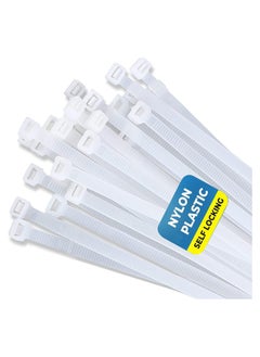 Duravel Duravel Nylon Zip Ties - Self Locking cable ties - Pack of 100 - Heavy Duty cable tie - High Weight Capacity-Nylon Cable Wire Ties for Indoor and Outdoor (WHITE, 30 CM LONG)  - Image 1