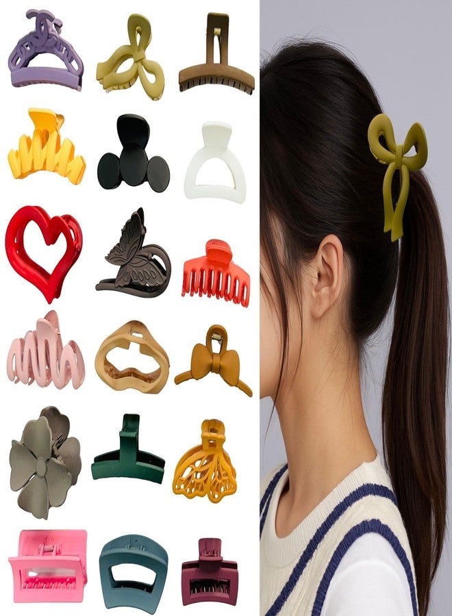Luxelocks Pack of 12pcs Medium size mix design hair claw, 6.5 cm, Multi-Colour Butterfly Bow Heart Design, Matte Finish - Image 1