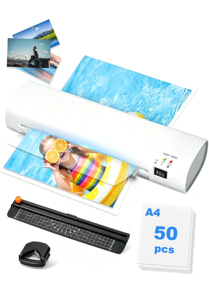 XICEN Laminator Machine with Hot and Cold Settings, 50 Laminating Sheets, Paper Trimmer and Corner Rounder, Supports A4/A5/A6 Sizes, Ho t& Cold Laminator for Documents, Photos, Home, School, and Office Use - Image 1