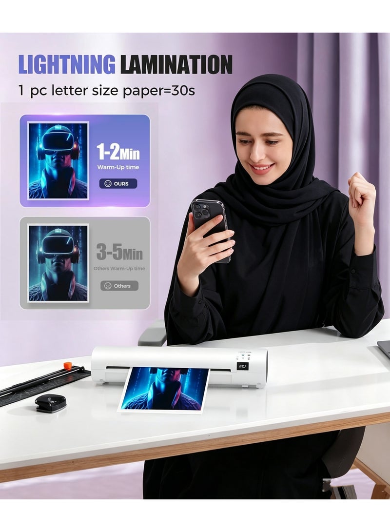 XICEN Laminator Machine with Hot and Cold Settings, 50 Laminating Sheets, Paper Trimmer and Corner Rounder, Supports A4/A5/A6 Sizes, Ho t& Cold Laminator for Documents, Photos, Home, School, and Office Use - Image 3