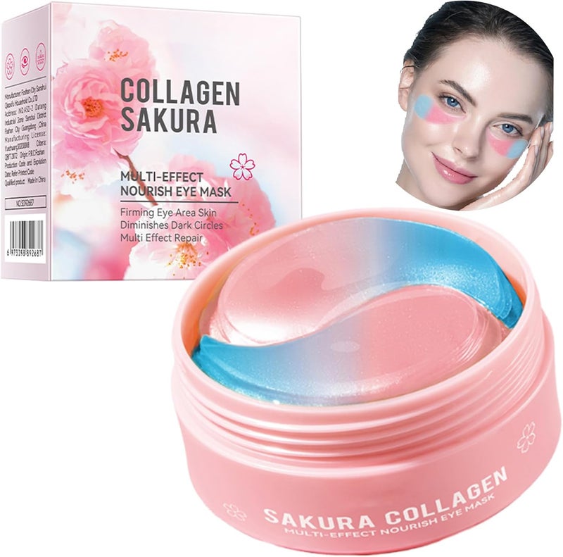 Under Eye Patches for Puffy Eyes and Dark Circles 60 PCS Sakura Under Eye Mask with Pure Natural Extracts to Combat Puffiness Fine Lines Wrinkles and Eye Bags