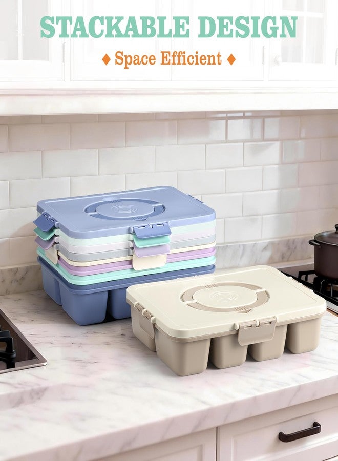 shell and turtle Snackle Box Container, Divided Serving Tray with Lid and Handle, 9 Compartments Snack Box Container for Adults, Portable Charcuterie Serving Platter for Candy Fruit, 9.9 Cups, Seafoam Green - Image 3