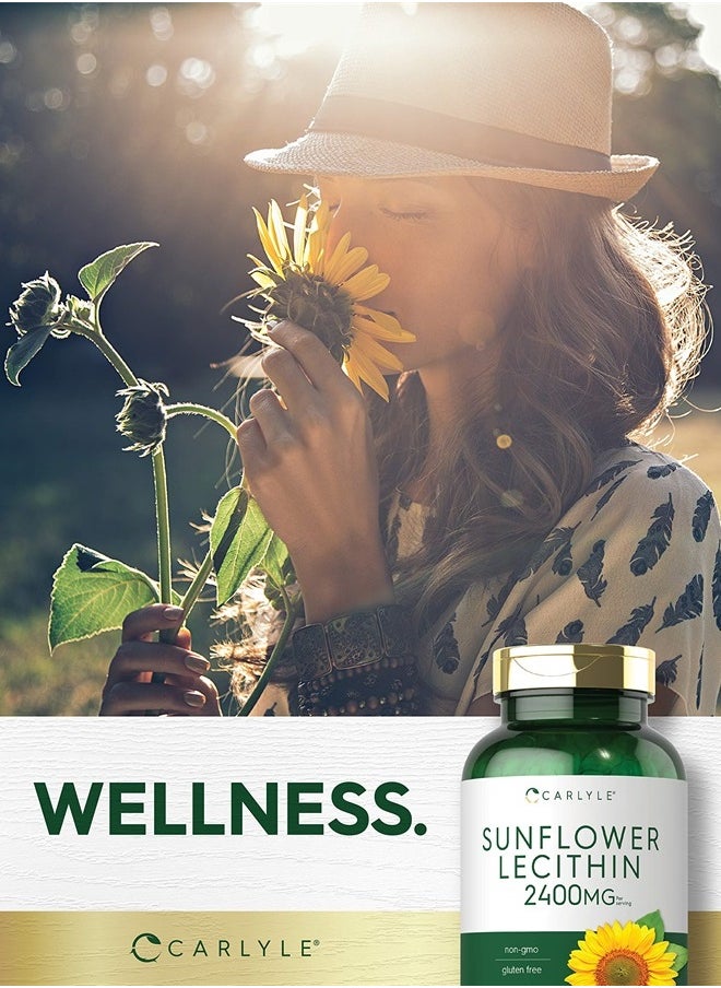 CARLYLE - Sunflower Lecithin Softgel Capsules | 2400mg | 200 Count | Rich in Phosphatidyl Choline | Non-GMO, Soy Free, Gluten Free Supplement - Image 1