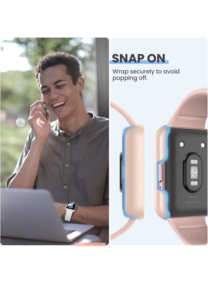 SOLARAE Screen Protector Case for Samsung Galaxy Fit 3, 3 Pack Ultra-Thin Full-Coverage Around Protective Tempered Glass Film, Screen Protector Cover for Galaxy Fit 3, White, Clear and Pink - Image 5