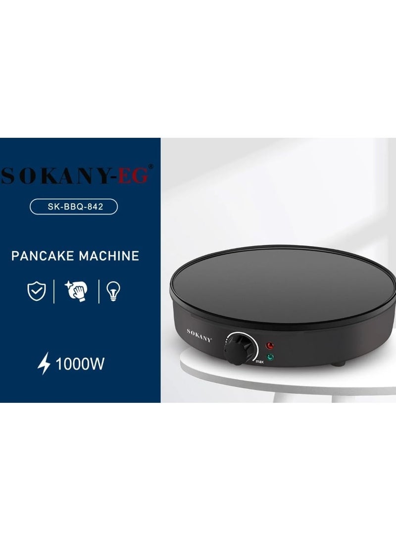 Sokany 1000w sk-842 electric non-stick grill for making crepes, pancakes, pizza and baking tray - Image 2