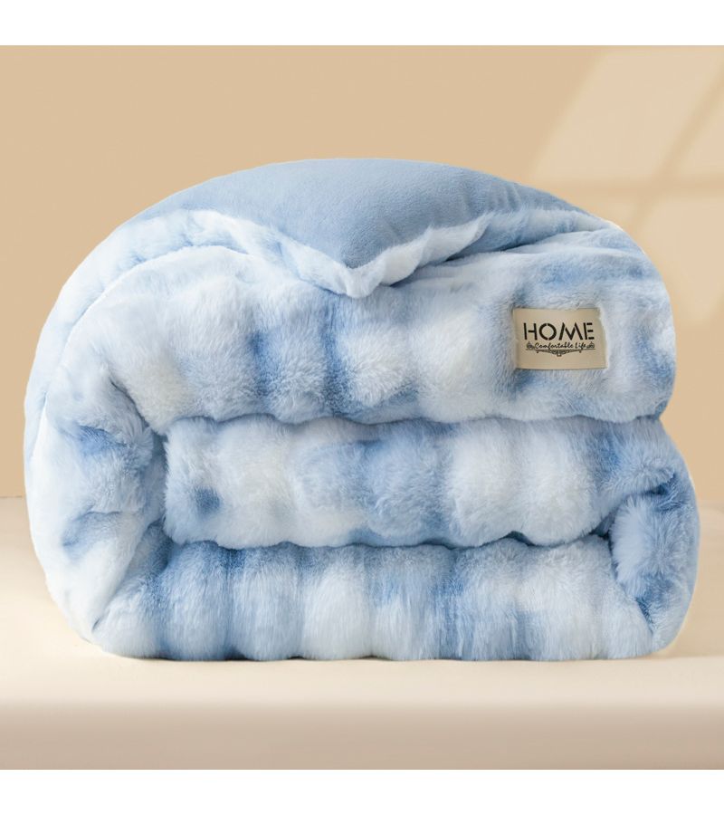 Tie Dye Pink 78.74 By 90.55 Inch Warm Fluffy Rabbit Fur Milk Velvet Corn Quilt Quilted Blanket - Image 1