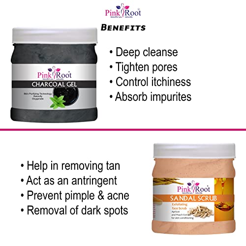 Pink Root Sandal Scrub 500gm with Charcoal Gel 500gm - Image 5