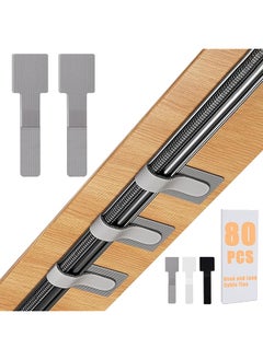 erorex Y Hook And Loop Cable Management Under Desk 80Pcs Self Adhesive Cable Ties Reusable Wire Organizers For Cords Adjustable Cable Straps Clips Home Office Essentials Gray  - Image 1