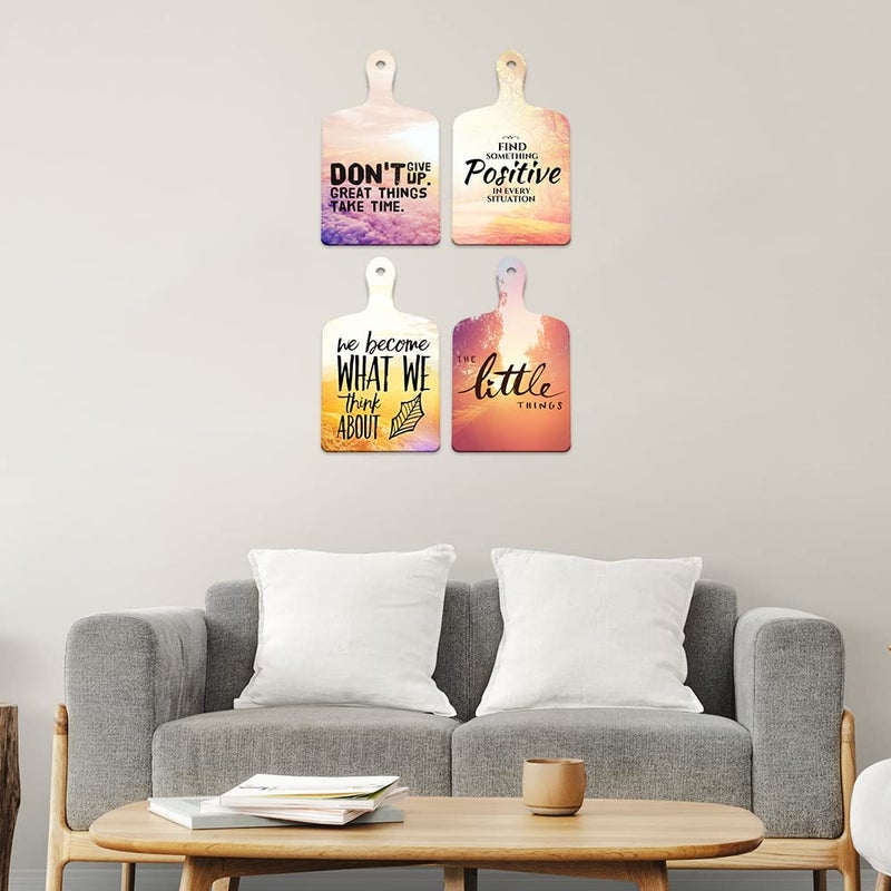 Al Raied ARS® Positive Things Designer Wooden Wall Hanger Set of 4 for Home and Office Decor - Image 3