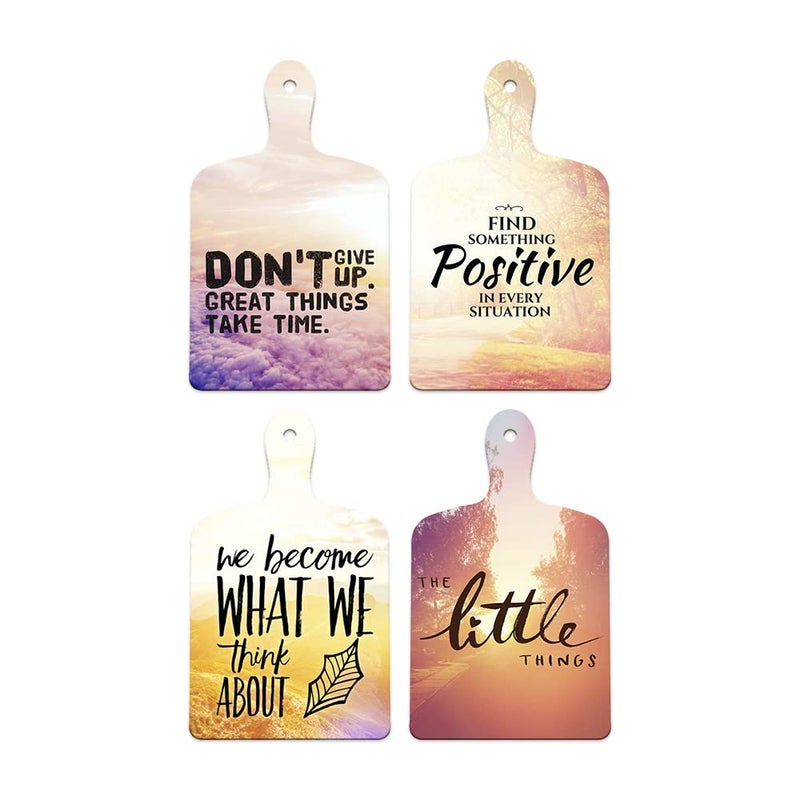 Al Raied ARS® Positive Things Designer Wooden Wall Hanger Set of 4 for Home and Office Decor - Image 1
