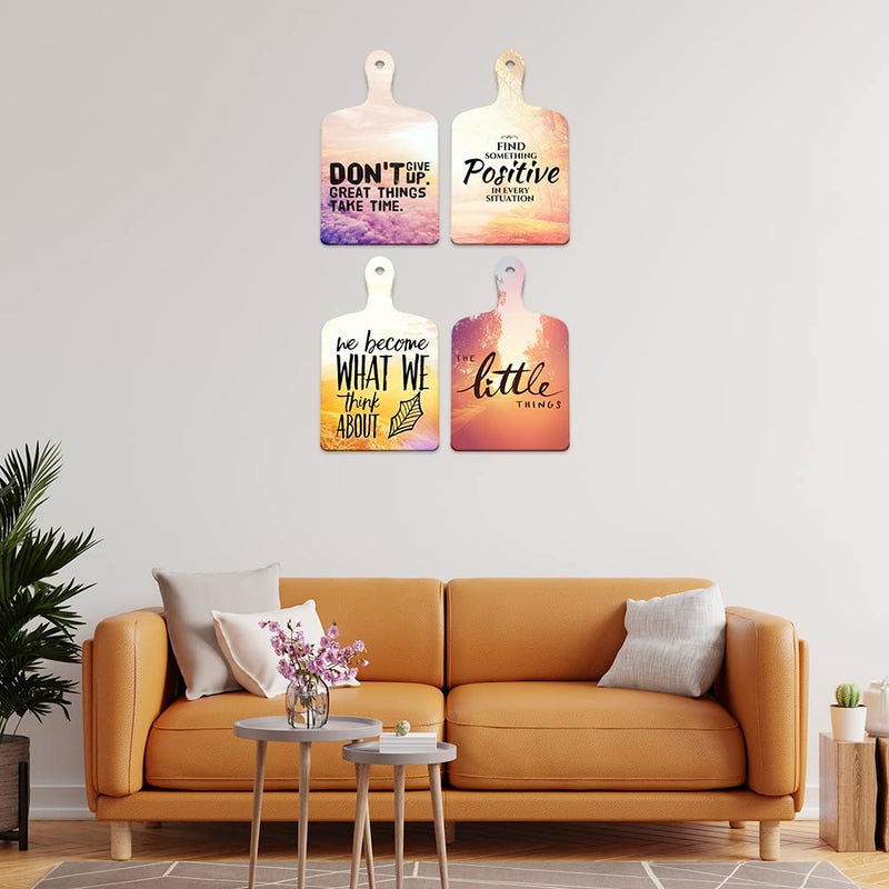 Al Raied ARS® Positive Things Designer Wooden Wall Hanger Set of 4 for Home and Office Decor - Image 2