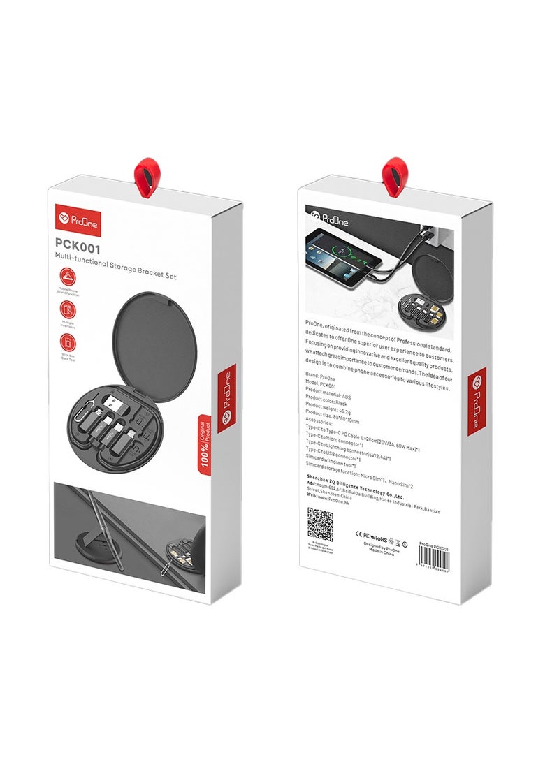 PCK001 Multi-Functional Storage Bracket Set with Multiple interface 60W fast Charge Cable Phone Stand