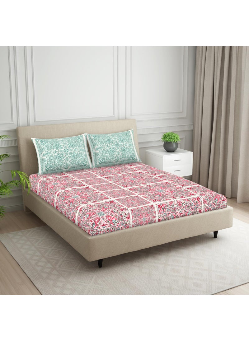 SPACES SPACES 100% Cotton Double Bedsheet with 2 Pillow Covers (Size 88 x 100 inch) | 132 TC Bed Sheet for Double Bed | Breathable Pure Cotton Queen Size Bedsheet | BOLDBOHO | Ornate Dark Orange  - Image 2