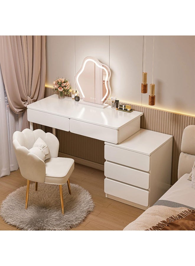 CityRiya-Long Vanity Desk, Dressing Table Set, White Makeup Table, 100cm Makeup Vanity Desk, Large Dresser Desk with Storage Drawer and Cabinet, Vanity Table for Bedroom (100*40*60cm) - Image 1