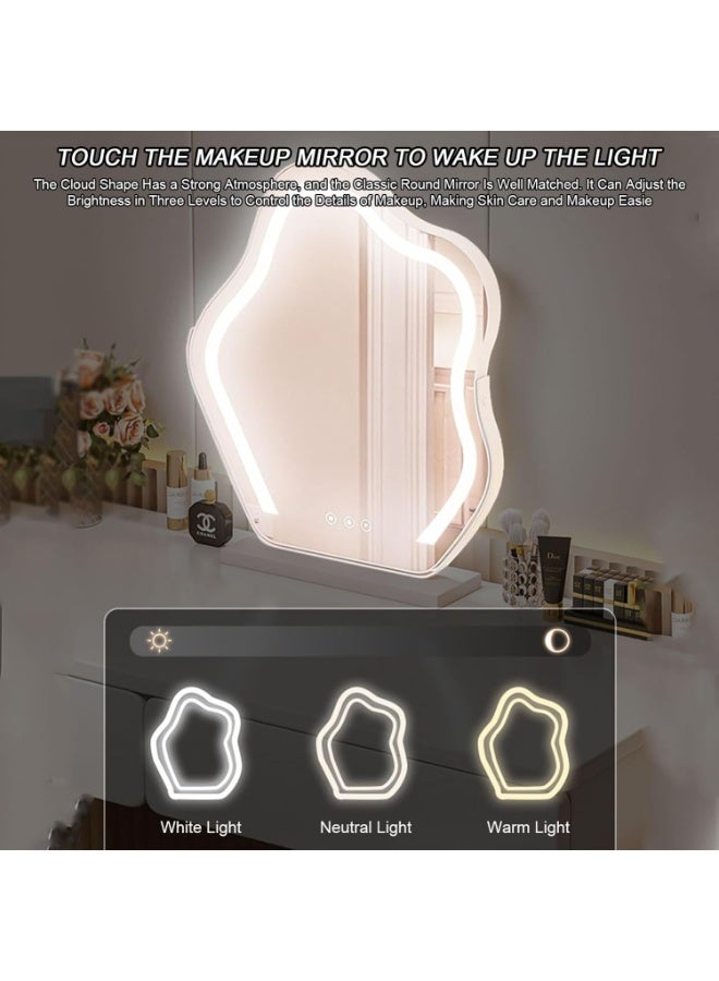 CityRiya-Long Vanity Desk, Dressing Table Set, White Makeup Table, 100cm Makeup Vanity Desk, Large Dresser Desk with Storage Drawer and Cabinet, Vanity Table for Bedroom (100*40*60cm) - Image 5