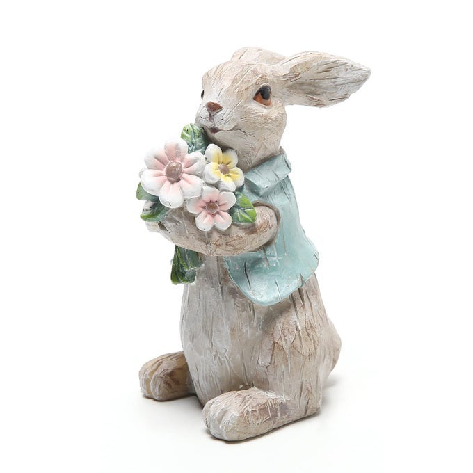 EASTER BUNNY DECORATIONS SPRING HOME DECOR BUNNY FIGURINESSPRING GRAY RABBIT