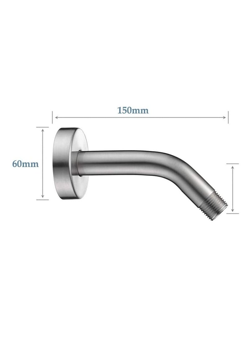 Y&D Universal Shower Arm 6 Inches Made of Stainless Steel in Chrome Finish Wall-Mounted For Fixed Head and Handheld Showerhead Mounts  - Image 3