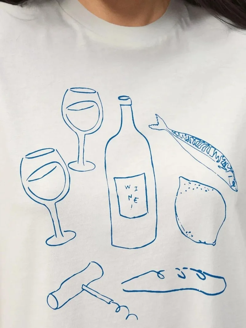 Hiccup Dusty White %100 Cotton Oversized Printed Crew Neck Cotton T-Shirt for Women | Best Price UAE