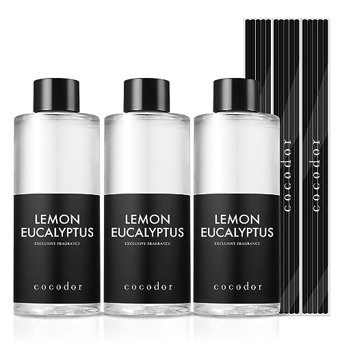 cocodor زيت إعادة تعبئة معطر الهواء من كوكودور / ليمون يوكاليبتوس / 6.7 أونصة / 3 عبوات / العلاج بالروائح، عطر المنزل، زيوت معطرة، زيوت لموزع القصب، ديكور الحمام - Image 1