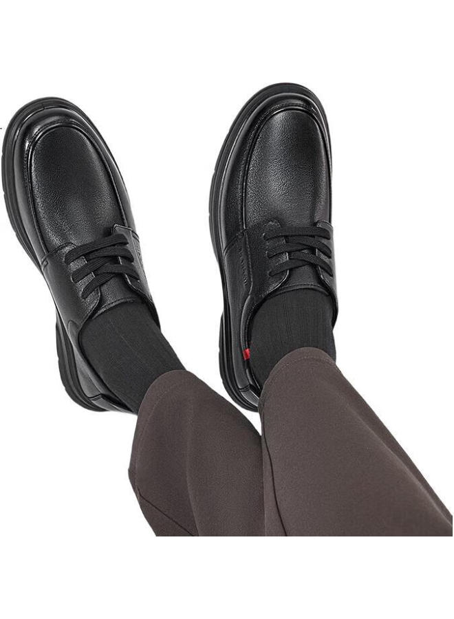 YEARCON Yierkang Men'S Leather Shoes Business Casual Shoes Flat Comfortable All-Match Single Shoes Men 97338W Black 40 - Image 2