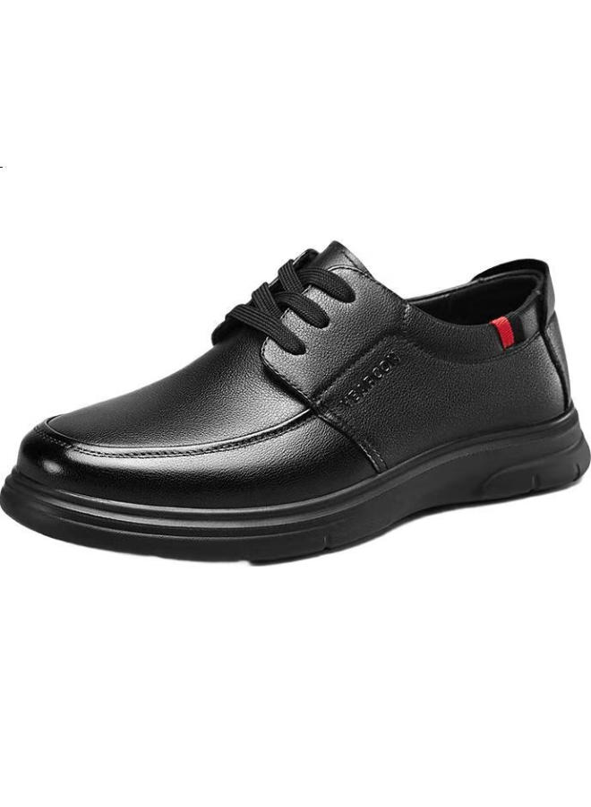 YEARCON Yierkang Men'S Leather Shoes Business Casual Shoes Flat Comfortable All-Match Single Shoes Men 97338W Black 40 - Image 3