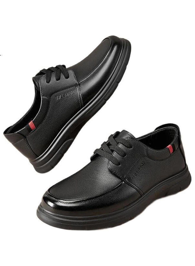 YEARCON Yierkang Men'S Leather Shoes Business Casual Shoes Flat Comfortable All-Match Single Shoes Men 97338W Black 40 - Image 1