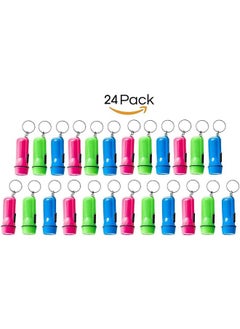 Kicko Kicko Mini Flashlight Keychain, 2 Inch - 24 Pack Assorted Colors, Green, Light Blue and Pink - Batteries Included - for Kids, Party Favors, Goody Bag Fillers, Prizes, Pocket Size, Chain for Key  - Image 2