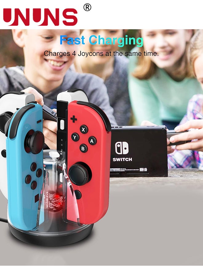 UNUNS - Switch Controller Charging Dock For Nintendo Switch/Switch OLED JoyCon,Fast Charger Dock Station For 4 Joycons,Portable Charging Stand Station With LED Indicator,Joy Con Charger Dock - Image 1