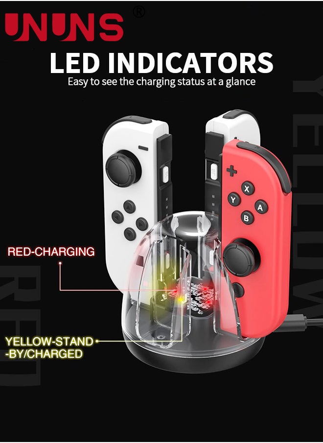 UNUNS - Switch Controller Charging Dock For Nintendo Switch/Switch OLED JoyCon,Fast Charger Dock Station For 4 Joycons,Portable Charging Stand Station With LED Indicator,Joy Con Charger Dock - Image 1