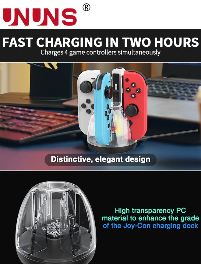 UNUNS - Switch Controller Charging Dock For Nintendo Switch/Switch OLED JoyCon,Fast Charger Dock Station For 4 Joycons,Portable Charging Stand Station With LED Indicator,Joy Con Charger Dock - Image 1